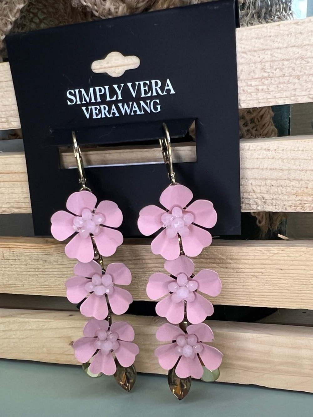 Simply Vera by Vera Wang Pink Flower Earrings